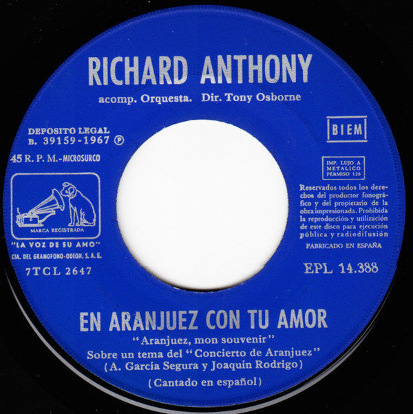 Richard Anthony (2) : En Aranjuez Con Tu Amor (7", EP)