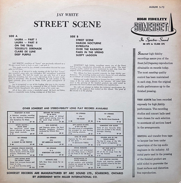 Jay White (3) : Street Scene (LP, Album, Mono)