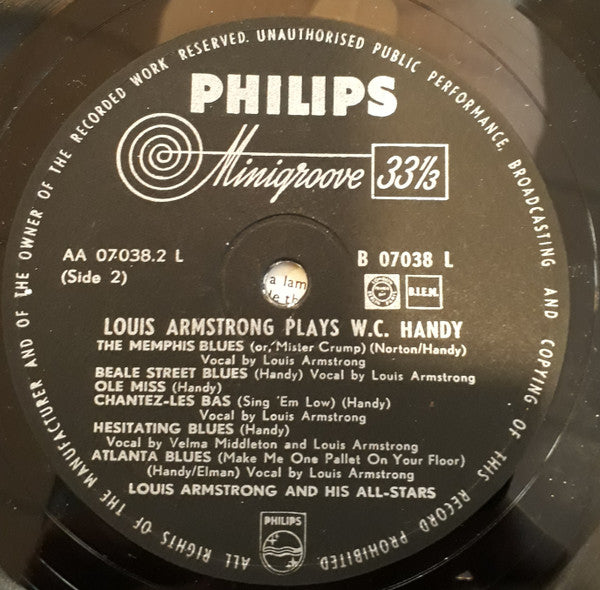 Louis Armstrong And His All-Stars : Louis Armstrong Plays W.C. Handy (LP, Album, Mono)