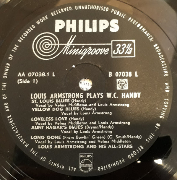 Louis Armstrong And His All-Stars : Louis Armstrong Plays W.C. Handy (LP, Album, Mono)