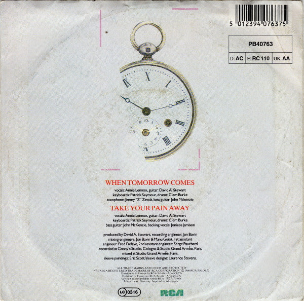 Eurythmics : When Tomorrow Comes (7", Single)