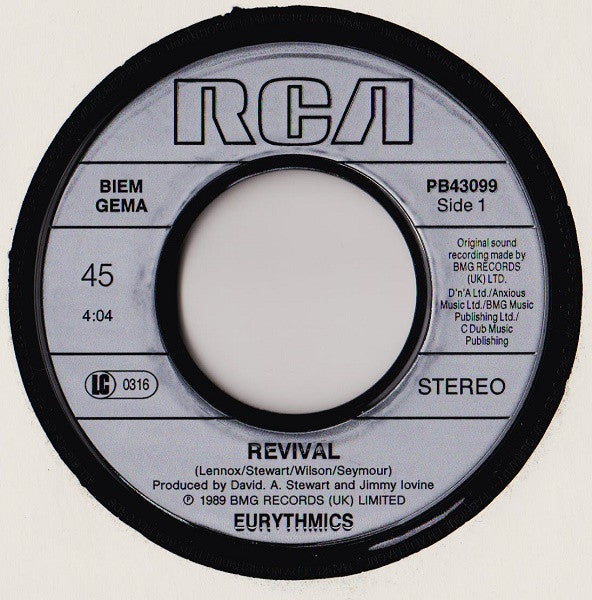 Eurythmics : Revival (7", Single)