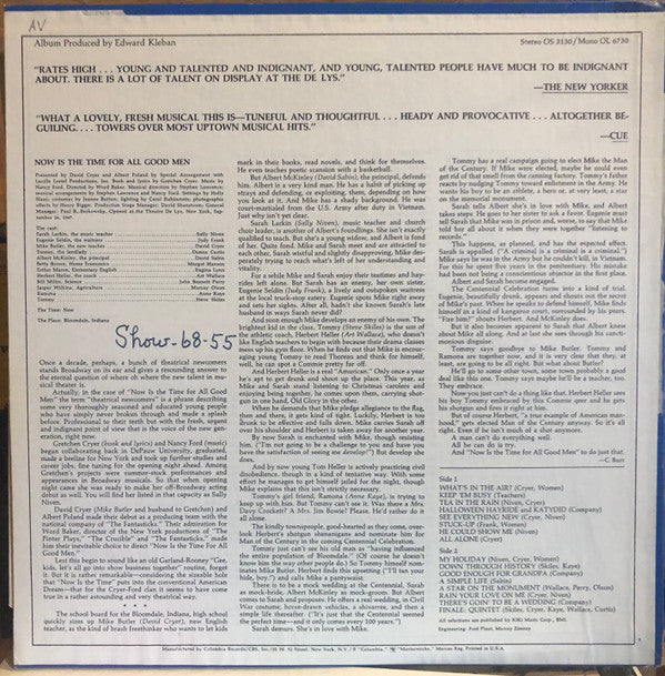 Gretchen Cryer, Word Baker, Nancy Ford, Stephen J. Lawrence : Now Is The Time For All Good Men (LP, Album)