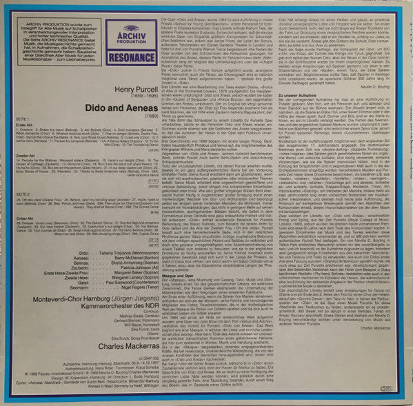 Henry Purcell, Tatiana Troyanos, Barry McDaniel, Sheila Armstrong, Sir Charles Mackerras : Dido And Aeneas (LP)