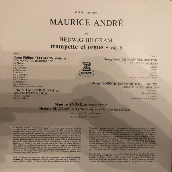 Maurice André, Hedwig Bilgram : Trompette Et Orgue-Vol 9 (LP, Gat)