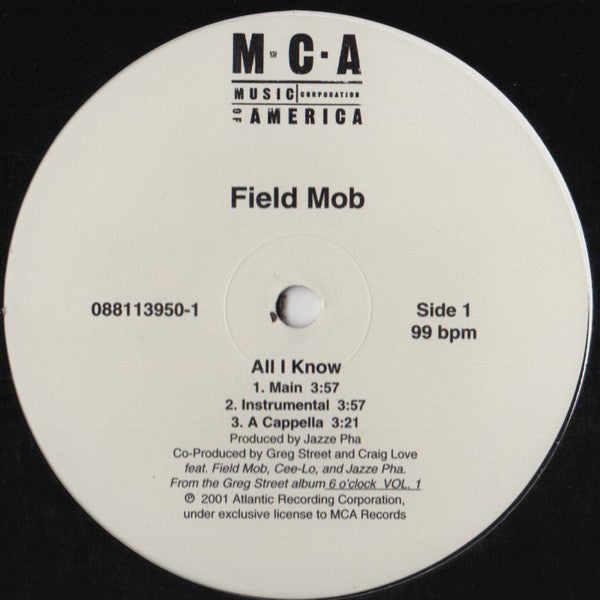 Field Mob : All I Know / Sick Of Being Lonely (Jazze Pha Remix) / Cut Loose (12")