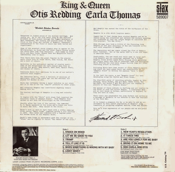 Otis Redding & Carla Thomas : King & Queen (LP, Album, Mono)