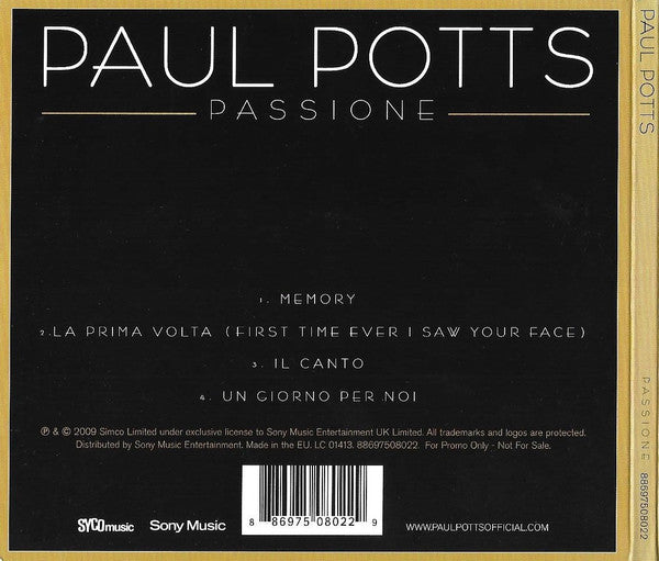 Paul Potts (2) : Passione (Album Sampler) (CD, Promo, Smplr)