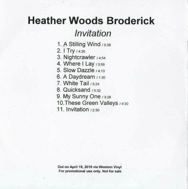 Heather Woods Broderick : Invitation  (CDr, Album, Promo)