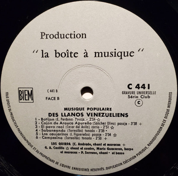 Los Quirpa : Musique Populaire Des Llanos Venezueliens (LP)