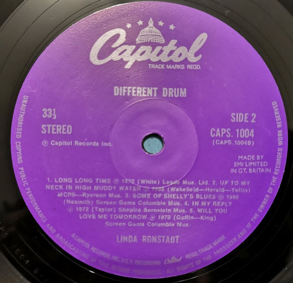 Linda Ronstadt : Different Drum (LP, Comp, Mono, RE)
