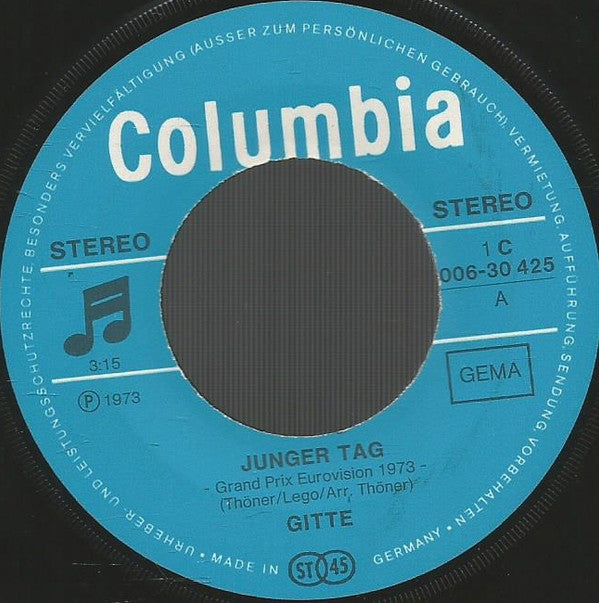 Gitte* : Junger Tag (7", Single)