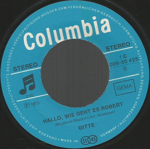 Gitte* : Junger Tag (7", Single)