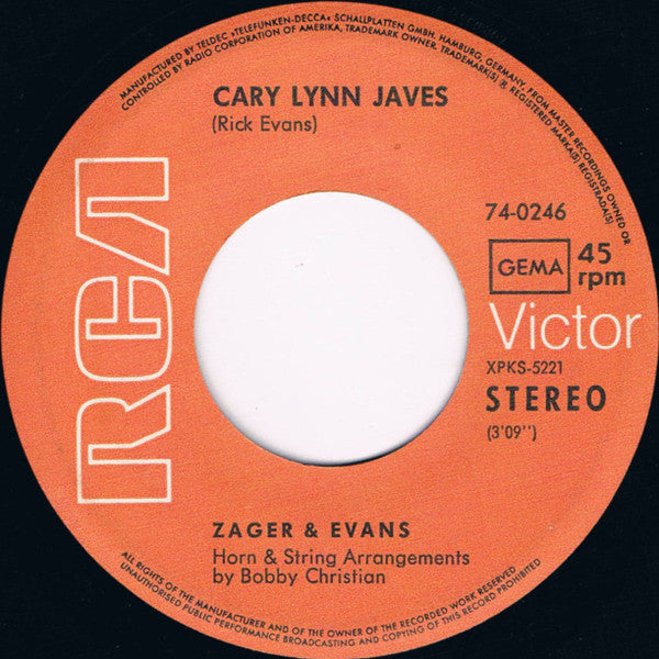 Zager & Evans : Mr. Turnkey / Cary Lynn Javes   (7", Single)