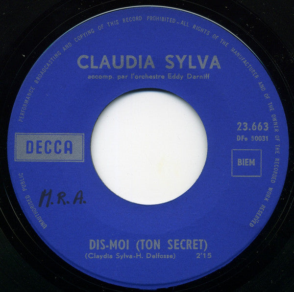 Claudia Sylva : Je Te Donne Mon Cœur (7", Single)