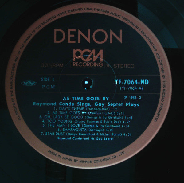 Raymond Conde & His Gay Septet : As Time Goes By (LP)