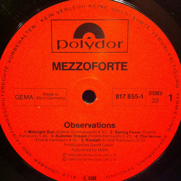 Mezzoforte : Observations (LP, Album)