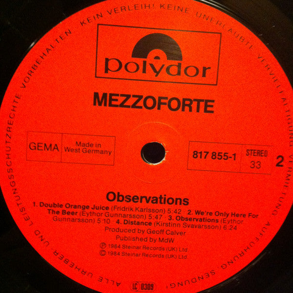 Mezzoforte : Observations (LP, Album)