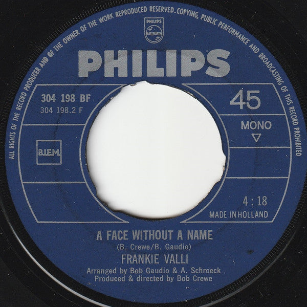 Frankie Valli : The Girl I'll Never Know (7", Single)