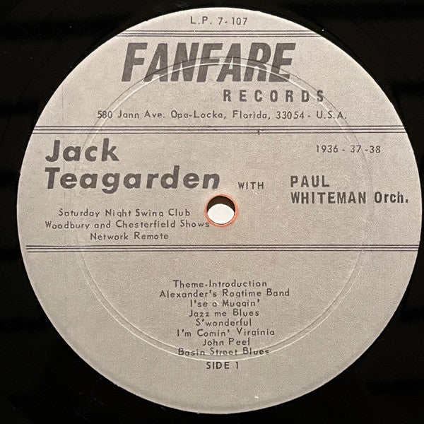 Jack Teagarden : Jack Teagarden With Paul Whiteman And His Orchestra 1936-37-38 (LP)