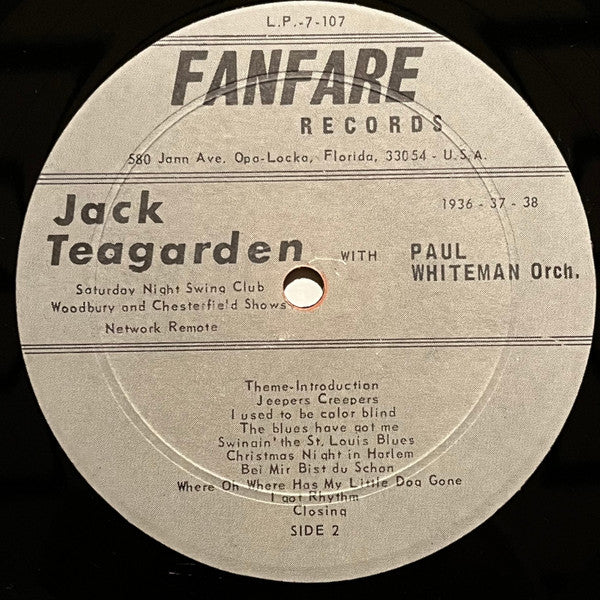 Jack Teagarden : Jack Teagarden With Paul Whiteman And His Orchestra 1936-37-38 (LP)