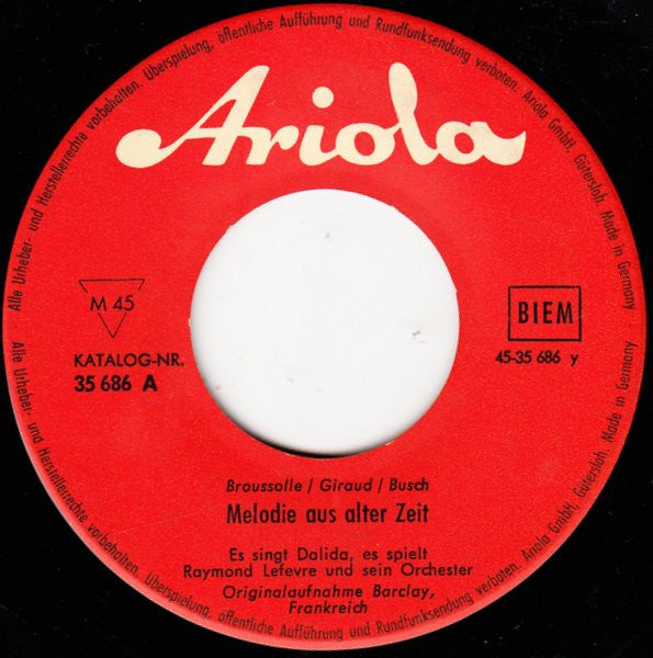Dalida : Am Tag Als Der Regen Kam (7", Single, Mono)