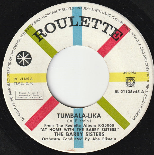 The Barry Sisters : Tumbala-Lika / Vie Aheen Zol Ich Gayn (7", Single)