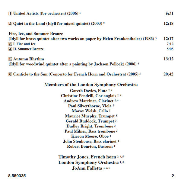 Kenneth Fuchs - Timothy Jones (3), London Symphony Orchestra, JoAnn Falletta : Canticle To The Sun • United Artists (CD, Album)