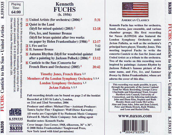 Kenneth Fuchs - Timothy Jones (3), London Symphony Orchestra, JoAnn Falletta : Canticle To The Sun • United Artists (CD, Album)