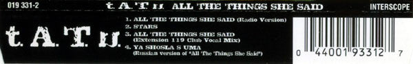 t.A.T.u. : All The Things She Said (CD, Single)