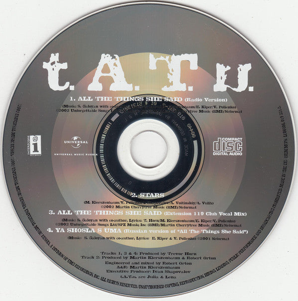 t.A.T.u. : All The Things She Said (CD, Single)