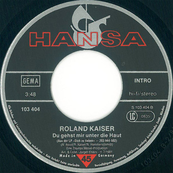 Roland Kaiser : Dich Zu Lieben (7", Single, Pap)