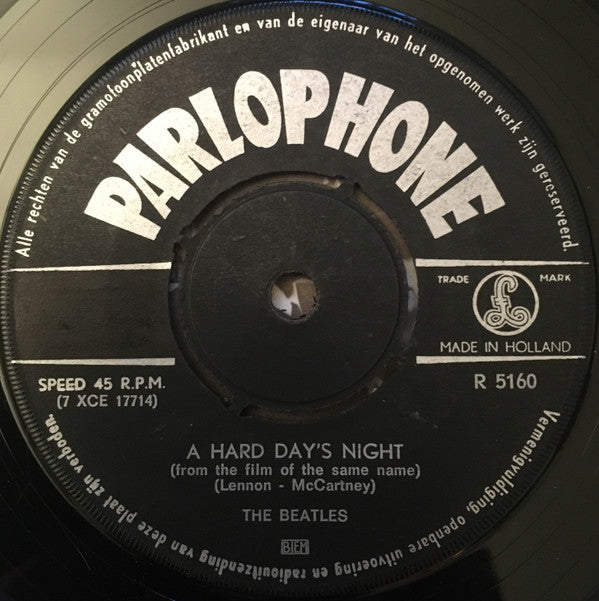 The Beatles : A Hard Day's Night (7", Single, Mono, Dar)