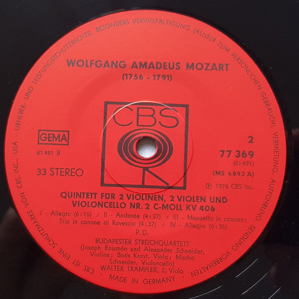 Wolfgang Amadeus Mozart, Budapest String Quartet, Walter Trampler : Die 6 Streichquintette (3xLP, Album + Box)