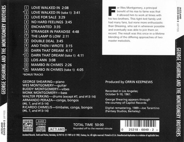 George Shearing And The Montgomery Brothers : George Shearing And The Montgomery Brothers (CD, Album, RE, RM)