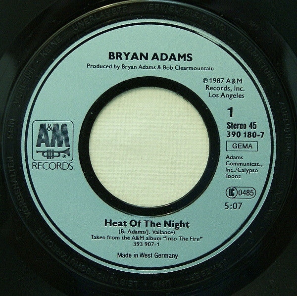 Bryan Adams : Heat Of The Night (7", Single)