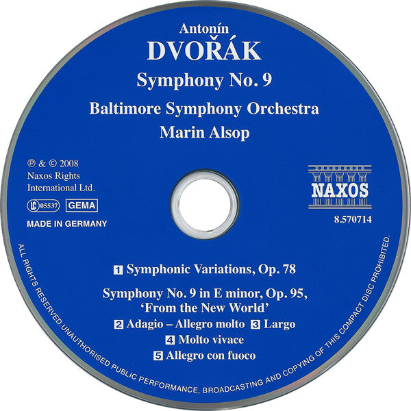 Antonín Dvořák / Baltimore Symphony Orchestra, Marin Alsop : Symphony No. 9 'From The New World' • Symphonic Variations (CD, Album)