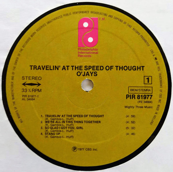 The O'Jays : Travelin' At The Speed Of Thought (LP, Album, Gat)