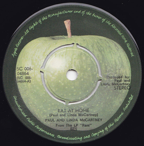 Paul And Linda McCartney* : Eat At Home / Smile Away (7", Single, Pus)