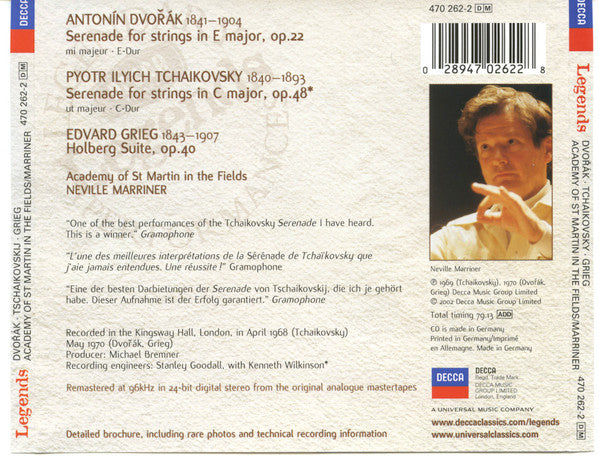 Pyotr Ilyich Tchaikovsky, Antonín Dvořák, The Academy Of St. Martin-in-the-Fields, Sir Neville Marriner : Serenades For Strings (CD, Comp, RM)