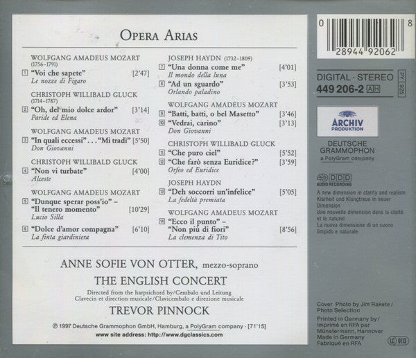 Wolfgang Amadeus Mozart, Joseph Haydn, Christoph Willibald Gluck, Trevor Pinnock, The English Concert, Anne Sofie Von Otter : Opera Arias (CD, Album, RE)