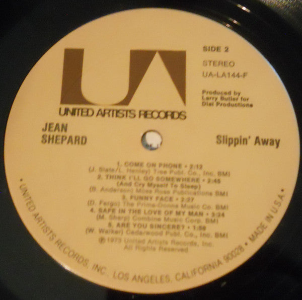 Jean Shepard : Slippin' Away (LP, Album, Ter)
