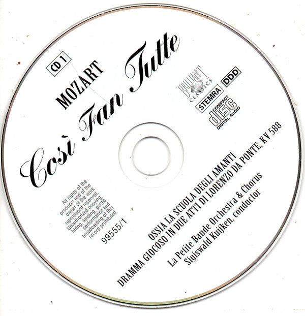 Wolfgang Amadeus Mozart / La Petite Bande, Sigiswald Kuijken : Così Fan Tutte - Opera Buffa (Box + 3xCD, Album, RE)
