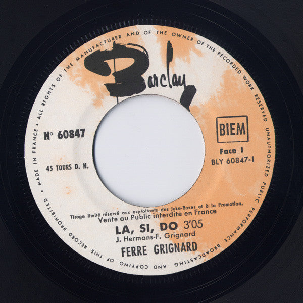 Ferre Grignard : La, Si, Do / Yellow You Yellow Me (7", Promo)