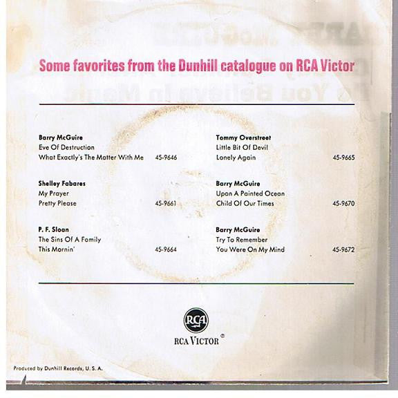 Barry McGuire : Upon A Painted Ocean / Child Of Our Times (7", Single)