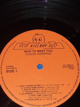 Chuck Memphis : Nice To Meet You (LP, Album)
