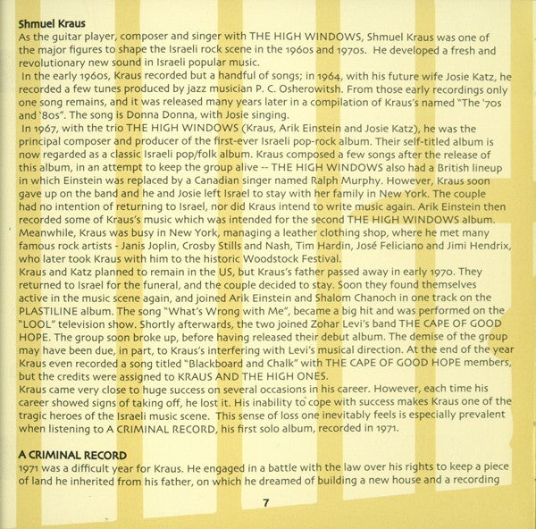 Shmulik Kraus : Medinat Israel Neged Krauz Shmuel (A Criminal Record) (CD, Album, RE, RM)