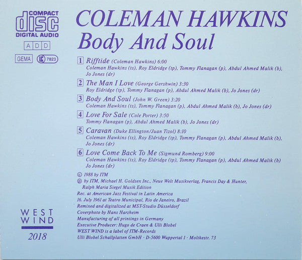 Coleman Hawkins : Body And Soul (CD, Album)