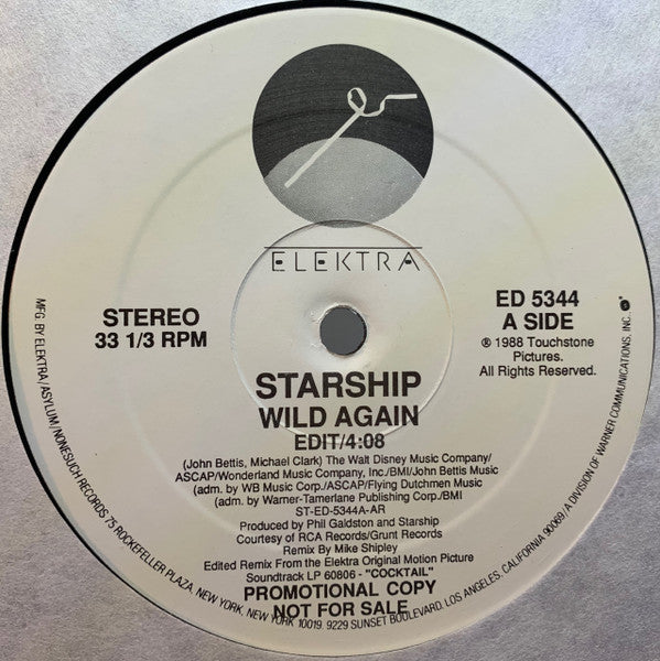 Starship (2) : Wild Again (12", Single, Promo)
