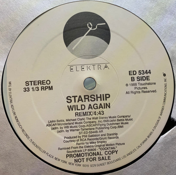 Starship (2) : Wild Again (12", Single, Promo)